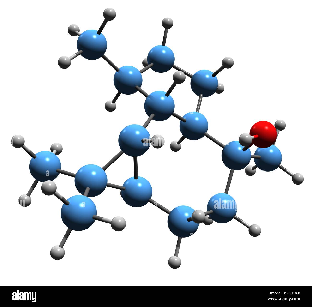 3D image of Ledol skeletal formula - molecular chemical structure of poisonous sesquiterpene isolated on white background Stock Photo