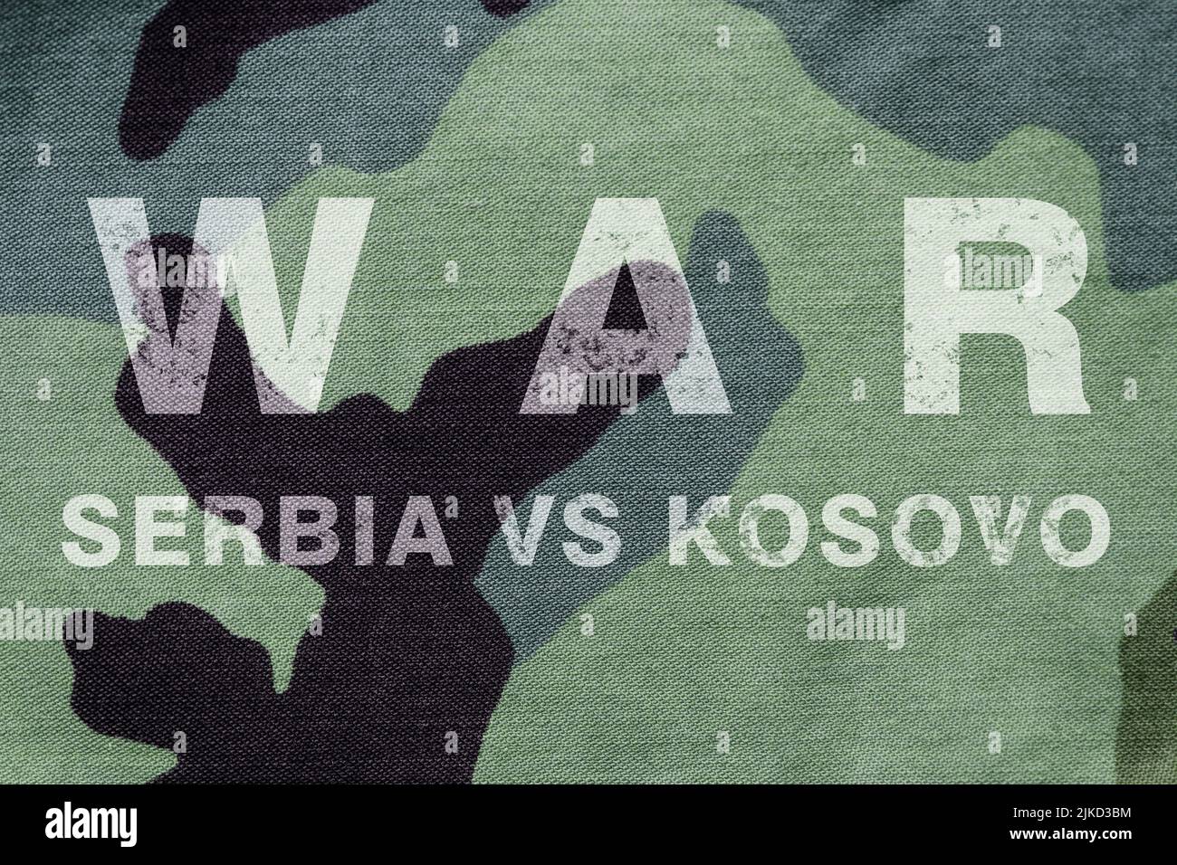 War Kosovo vs Serbia ,  War between Kosovo  and Serbia,  War Serbia Kosovo in world war crisis concept Stock Photo