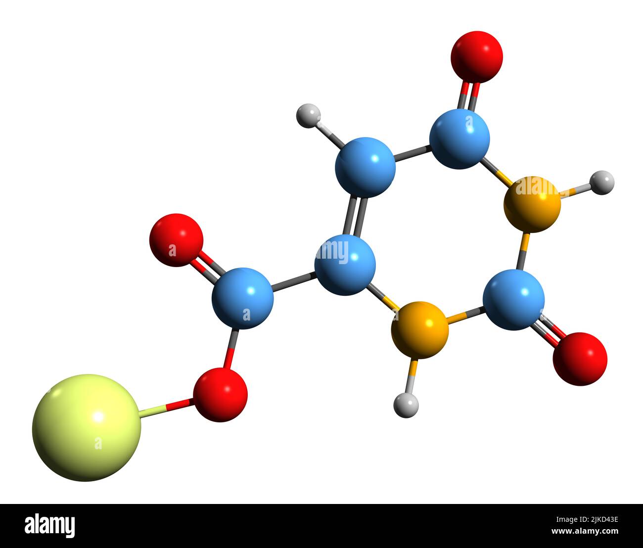 3D image of Lithium orotate skeletal formula - molecular chemical structure of  dietary supplement isolated on white background Stock Photo