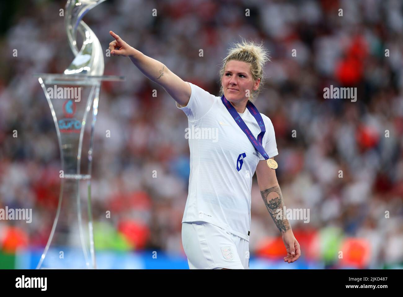 31st July 2022; Wembley Stadium, London, England: Womens European International final, England versus Germany: Millie Bright of England with winners medal Stock Photo