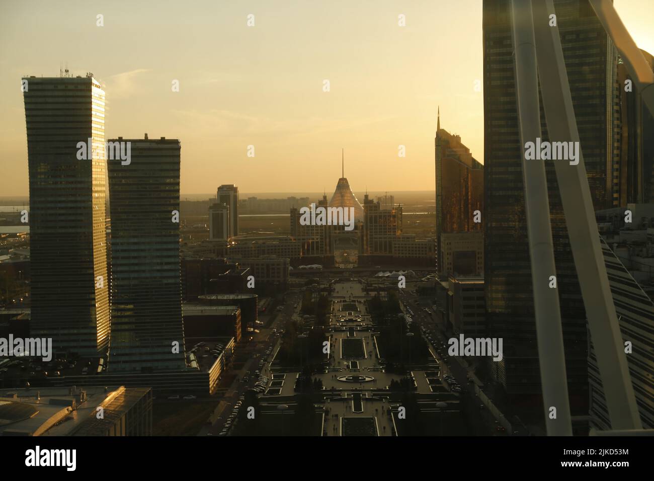 View from Bayterek tower Бәйтерек in Astana (Nur-Sultan), Kazakhstan Stock Photo