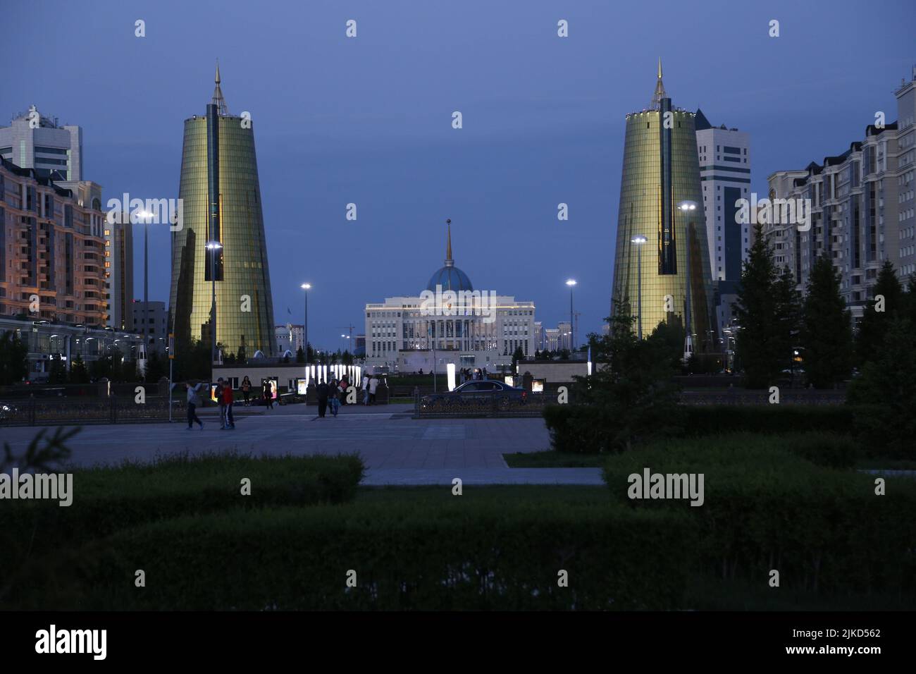 Nightly View On The Presidential Palace Ak Orda And The Golden Towers 
