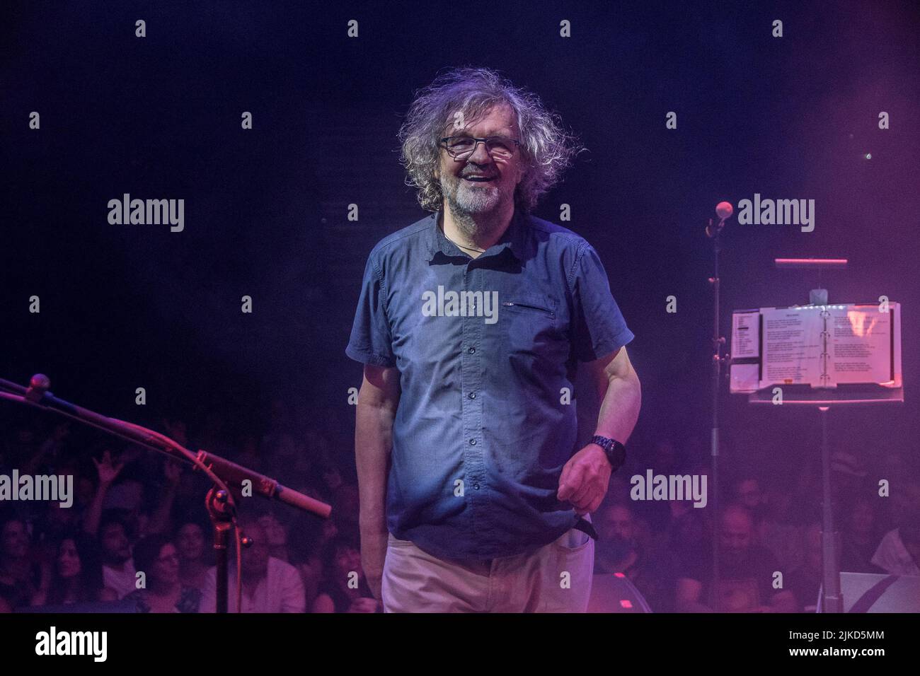 Madrid, Spain. 30th July, 2022. Film director and musician Emir Kusturica has announced his farewell tour as a band at the Noches del Botanico festival in Madrid, Spain before thousands of spectators on a tropical and festive night. (Photo by Alberto Sibaja/Pacific Press/Sipa USA) Credit: Sipa USA/Alamy Live News Stock Photo