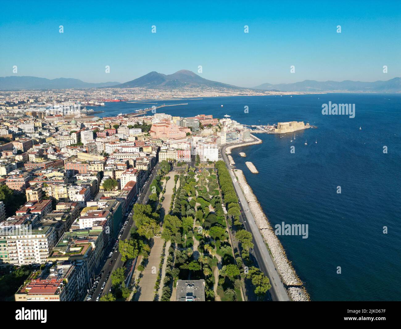 Napoli, veduta aerea Villa Comunale Stock Photo
