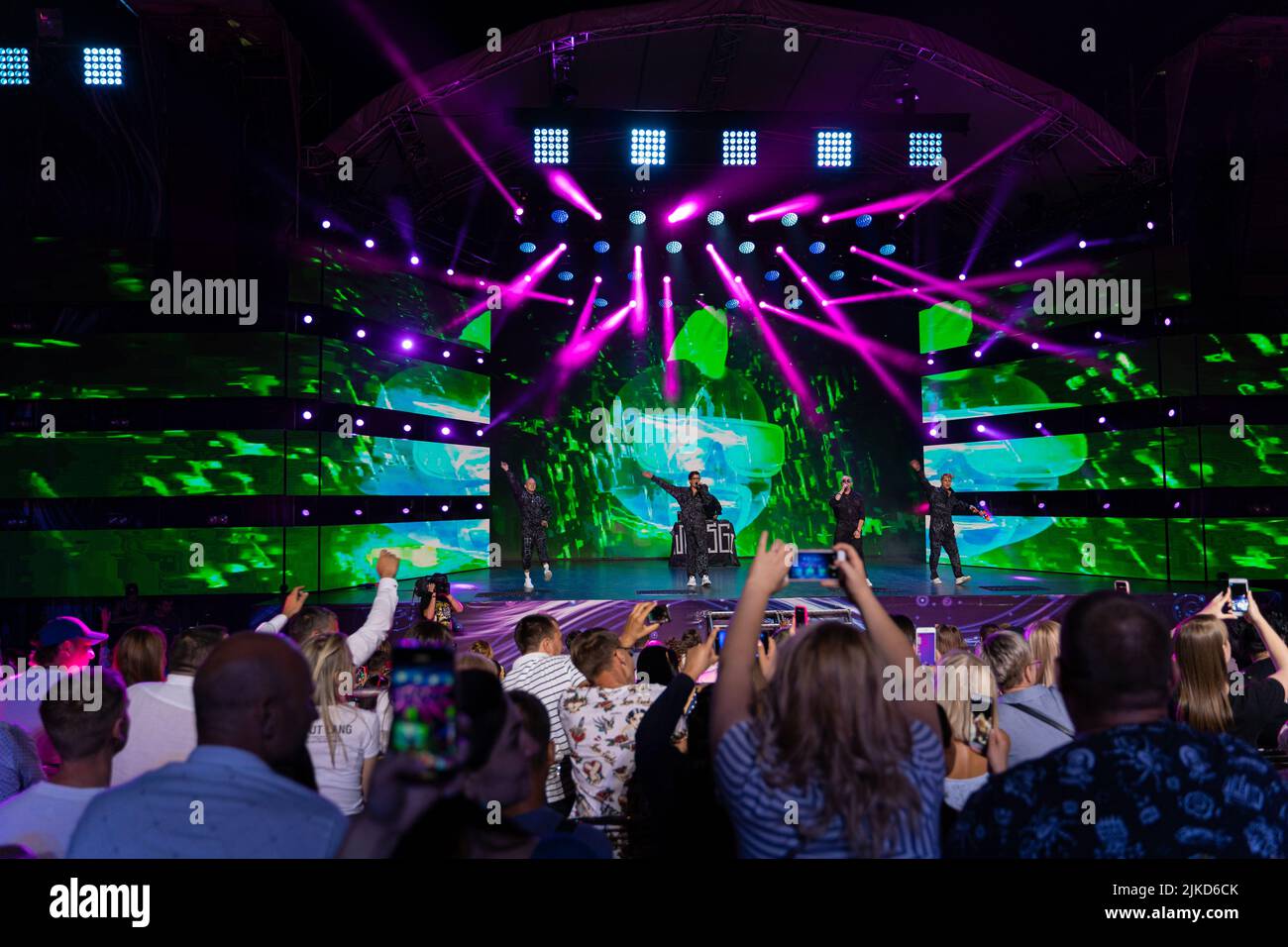 ODESSA, UKRAINE August 14, 2019: Concert 95 Kvartal. Rear view of crowd