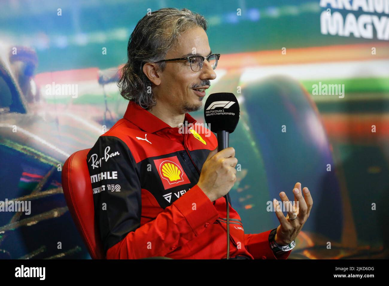 Mogyorod, Hungary. July 30th 2022. Formula 1 Hungarian Grand Prix at Hungaroring, Hungary. Pictured: Laurent Mekies, Racing Director and Head of Track Area of Scuderia Ferrari during press conference © Piotr Zajac/Alamy Live News Stock Photo