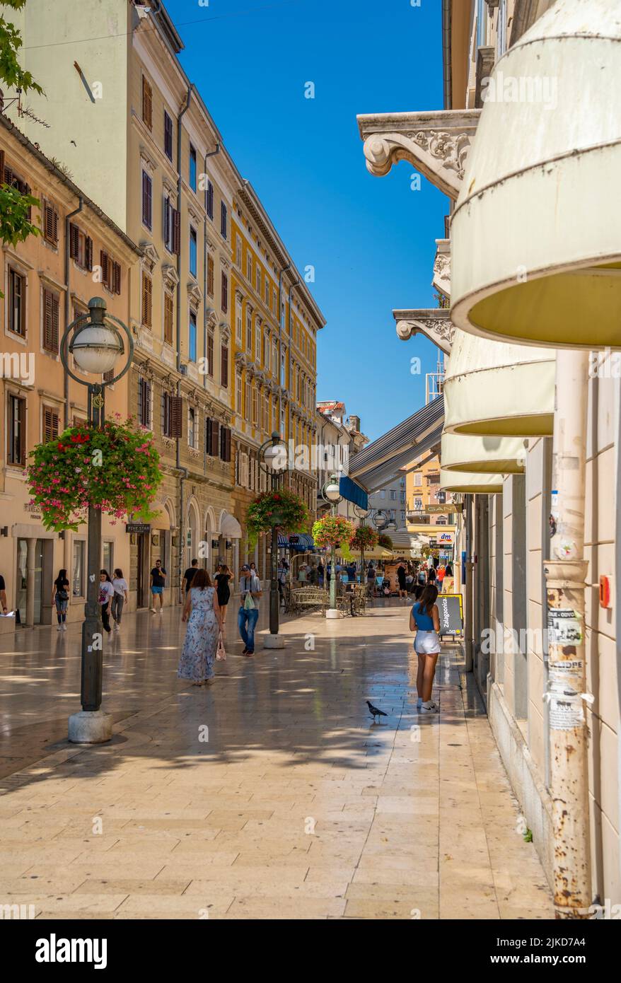 View of shops and ornate architecture on the Korzo, Rijeka, Croatia, Europe Stock Photo