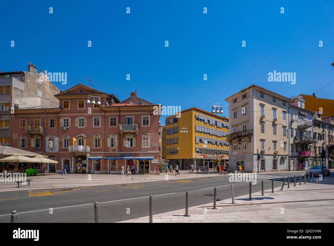 View of restaurant and ornate architecture on the Korzo, Rijeka, Croatia, Europe Stock Photo