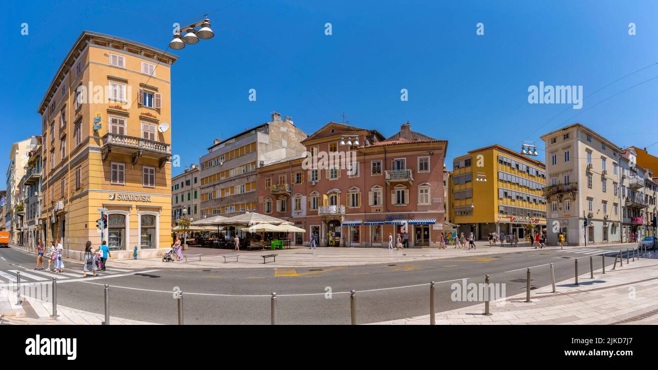 View of restaurant and ornate architecture on the Korzo, Rijeka, Croatia, Europe Stock Photo