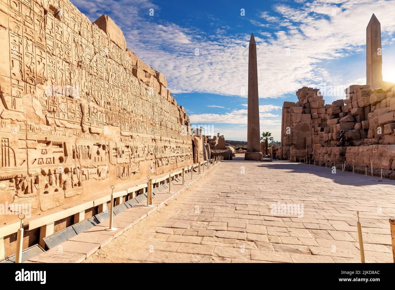 The Precinct of Amun-Re with Obelisk, Karnak Temple, Luxor, Egypt. Stock Photo