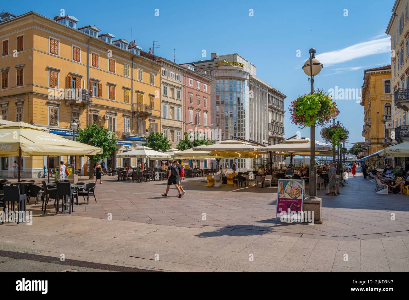 View of restaurants and shops on the Korzo, Rijeka, Croatia, Europe Stock Photo