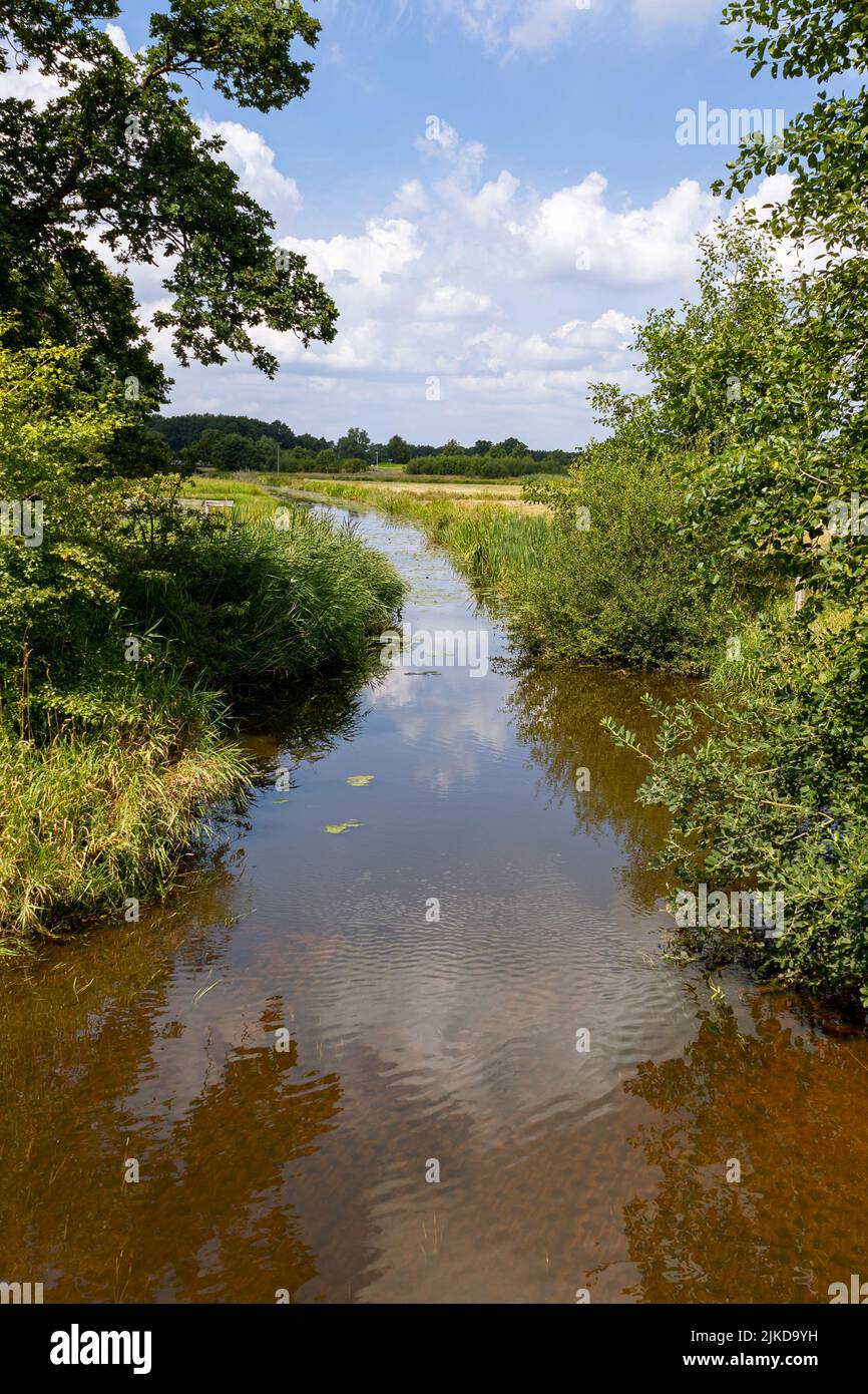 A stream through the province of Groningen called Ruiten AA, but also called the 't ol daip' by the local residents, province of Groningen, the Nether Stock Photo
