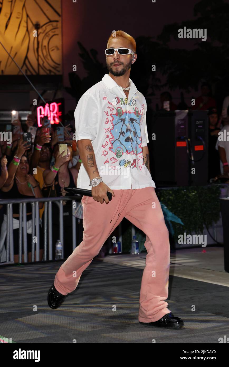 MIAMI, FL JULY 31 Recording artist MORA performs during Vibra Urbana