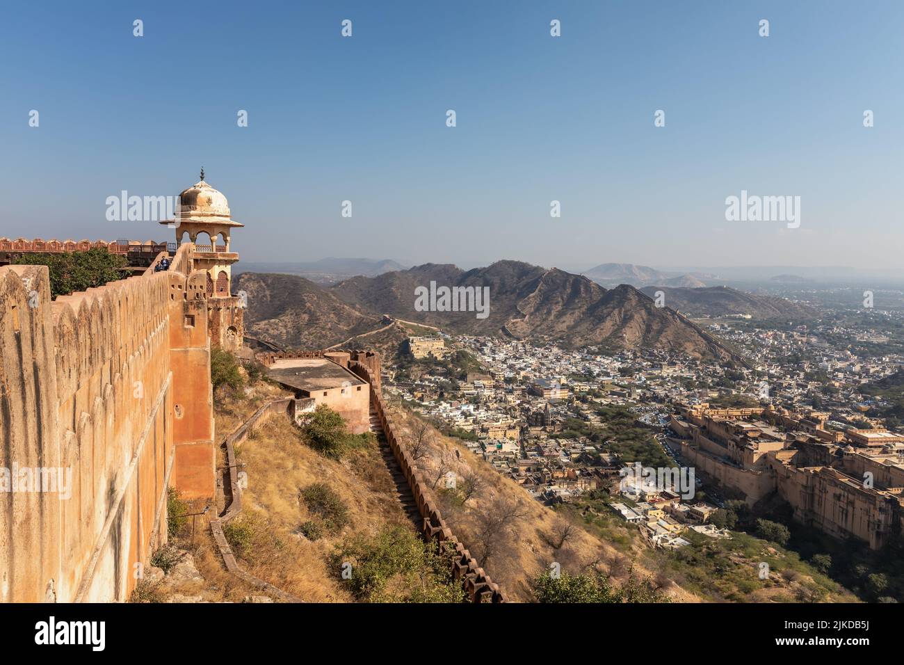Jaigarh fort wall, aerial view in Jaipur, India. Stock Photo