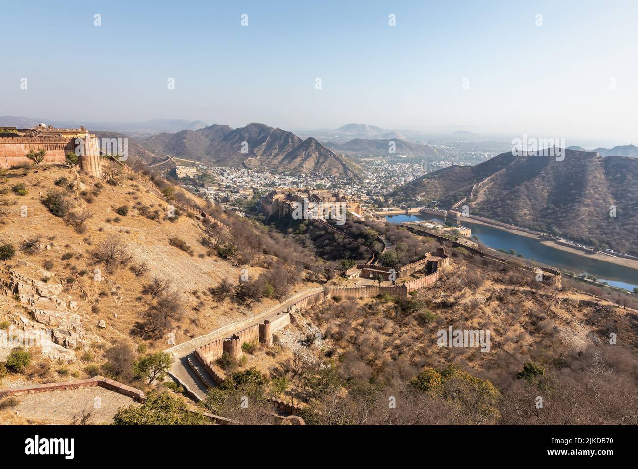 Amer landscape in India in Jaipur, panorama. Stock Photo