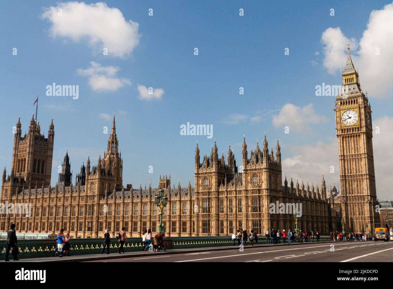 London, England - Aril 3, 2012: The Palace of Westminster (Houses of Parliament) in London ,England. The Palace serves as the meeting place for both Stock Photo