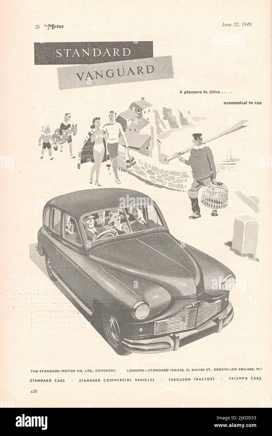 Standard Vanguard car old vintage advertisement from a UK car magazine 1949 Stock Photo