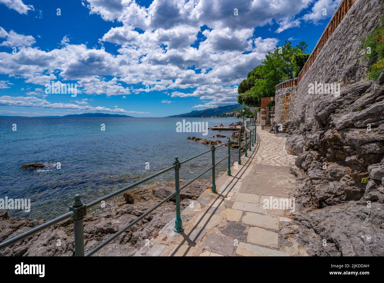 View of coastal path near Volosko, Eastern Istria, Kvarner Bay, Eastern Istria, Croatia, Europe Stock Photo