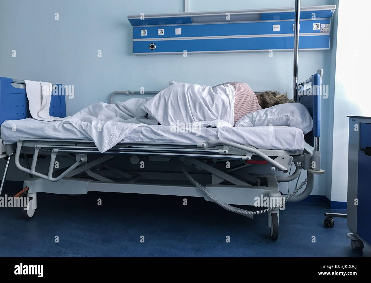 Moscow, Russia, April 2010 Hospital room. A patient is sleeping on the