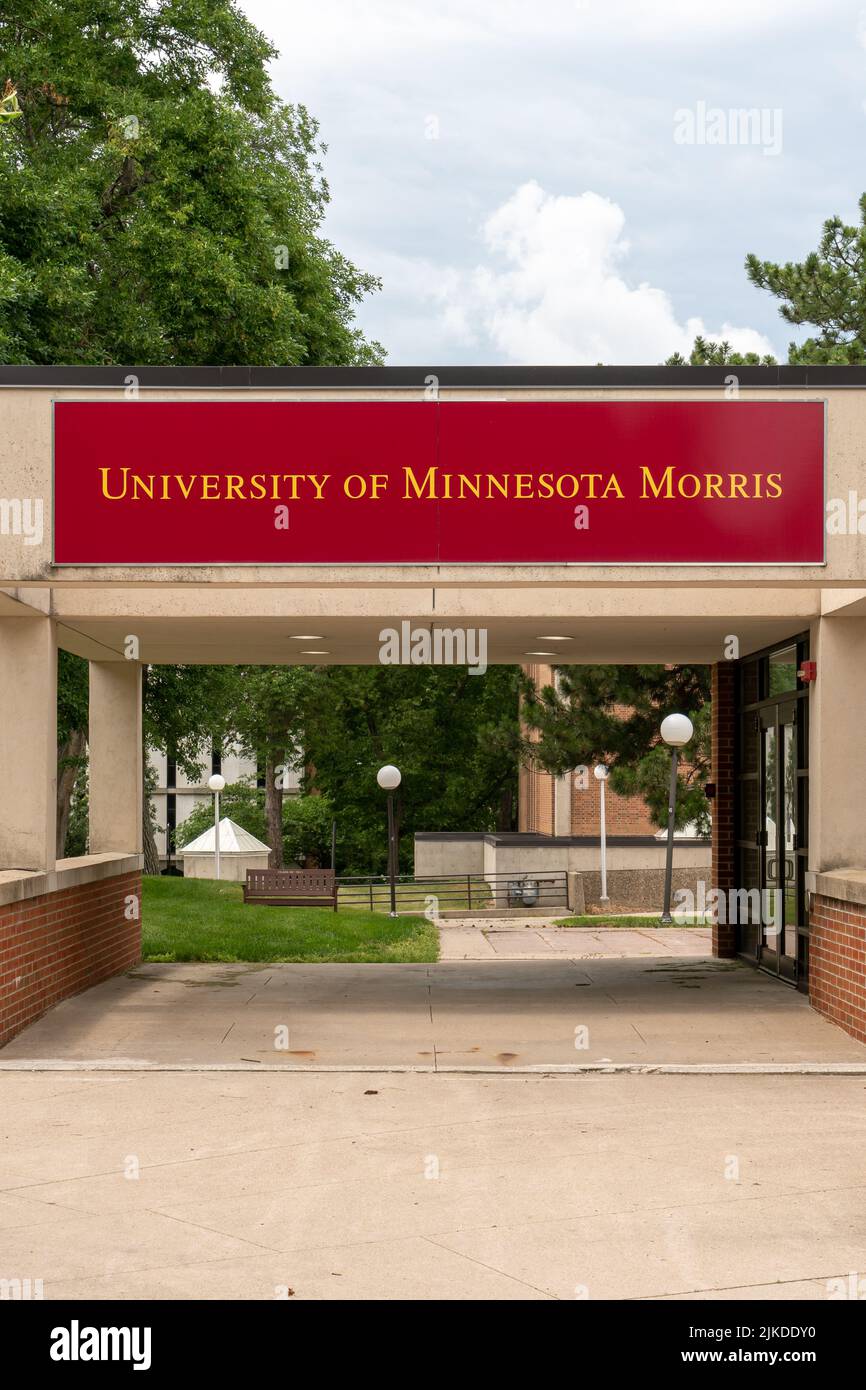 MORRIS, MN, USA JULY 9, 2022 Student Center entrance on the campus