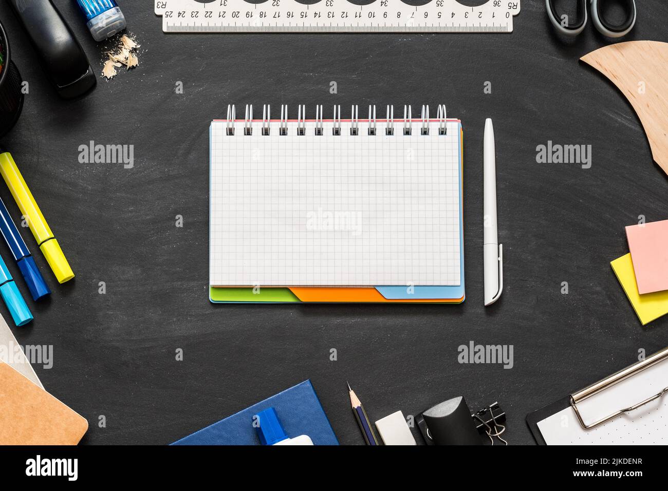 student essentials stationery mockup note pad Stock Photo Alamy