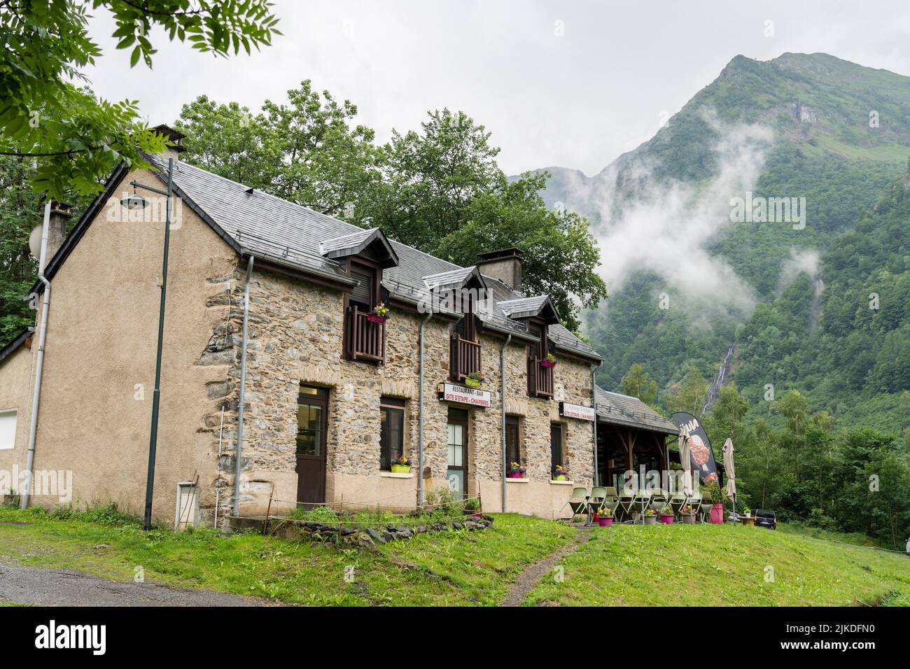 Astau farms, Astau valley, Luchon,, Pyrenean mountain range, France. Stock Photo