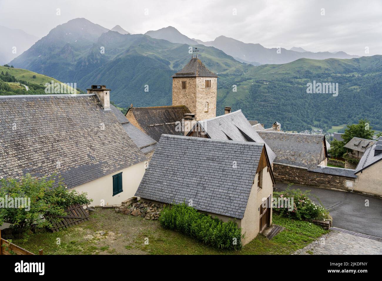 Mont village, Louron valley, Occitanie, Pyrenean mountain range, France. Stock Photo