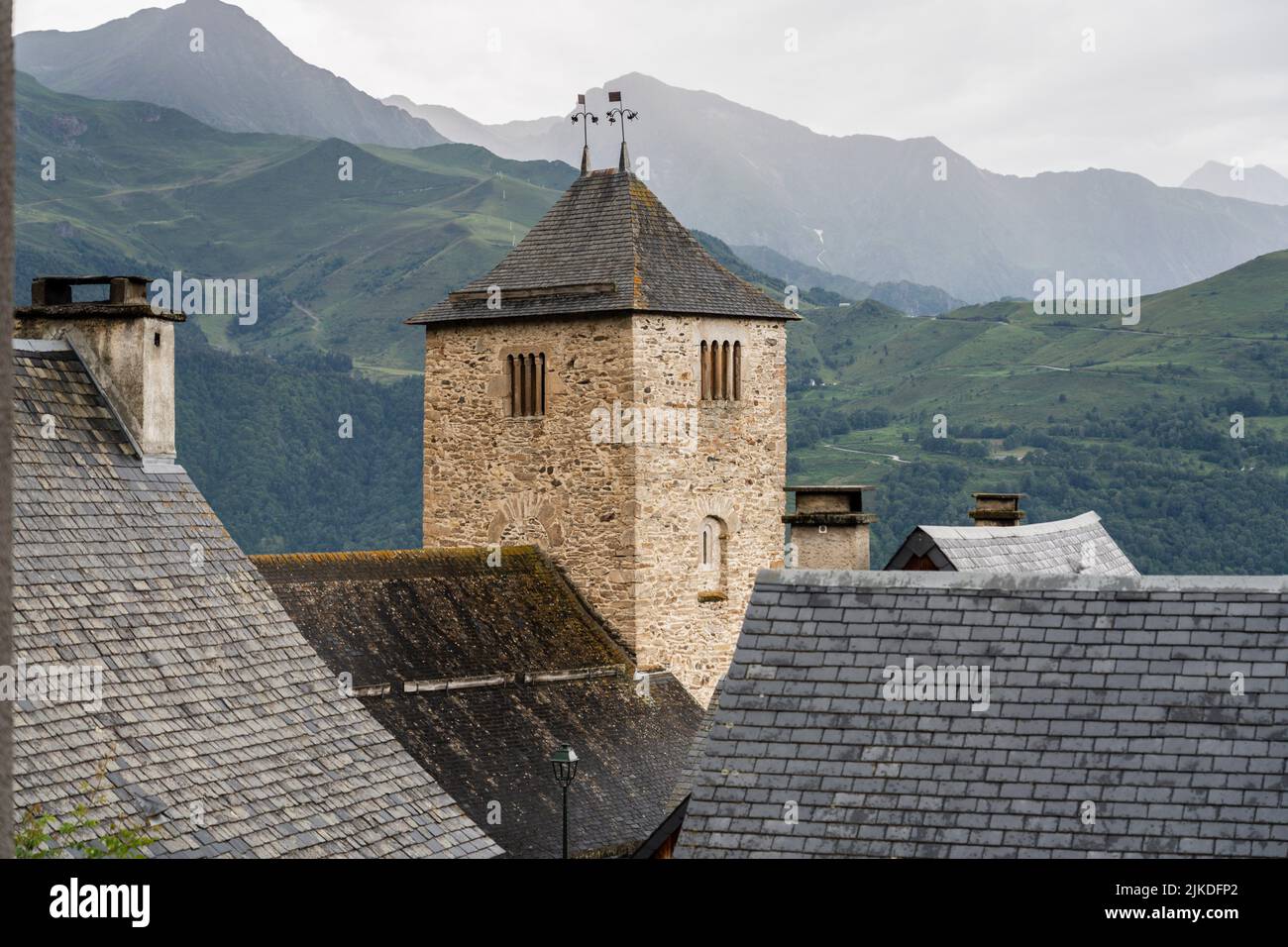 Mont village, Louron valley, Occitanie, Pyrenean mountain range, France. Stock Photo