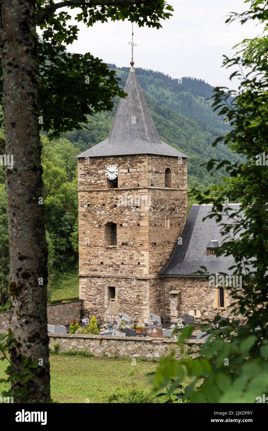 Génos village, Louron valley, Occitanie, Pyrenean mountain range, France. Stock Photo