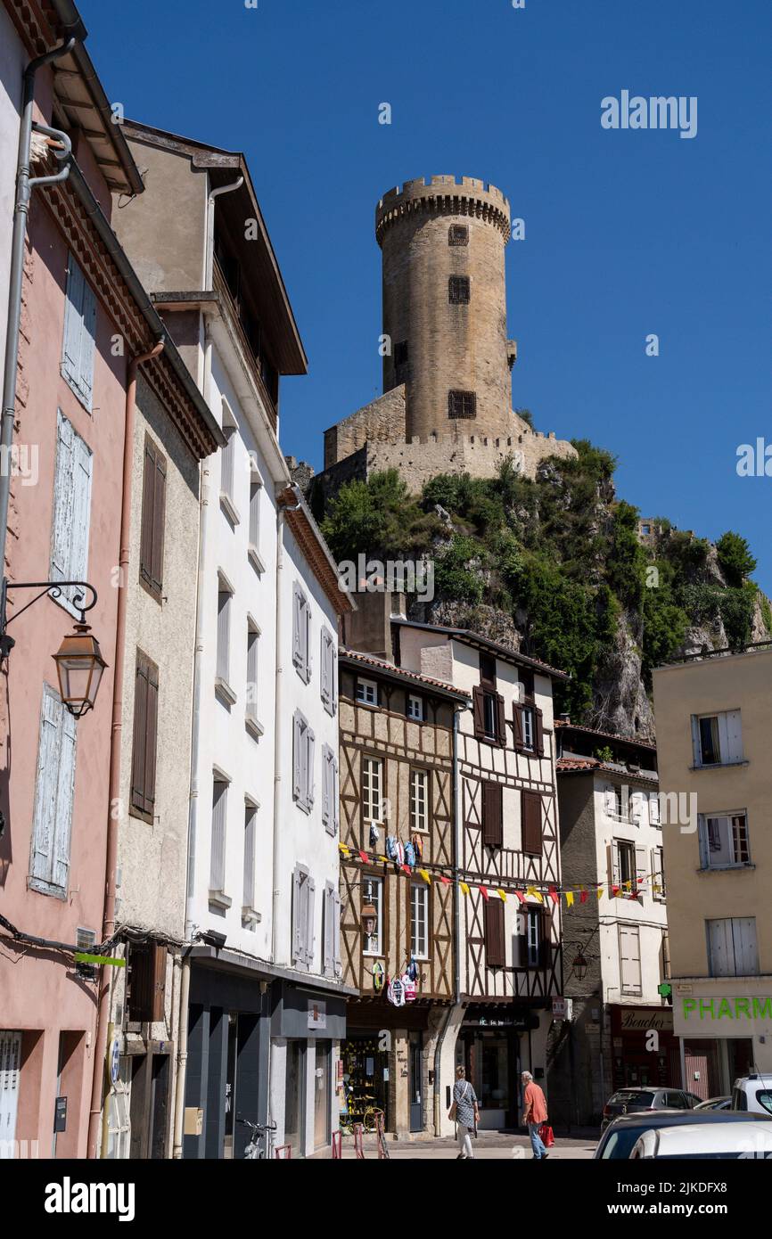castle of Foix, 10th century, Foix, department of Ariège, Occitanie, Pyrenean mountain range, France. Stock Photo