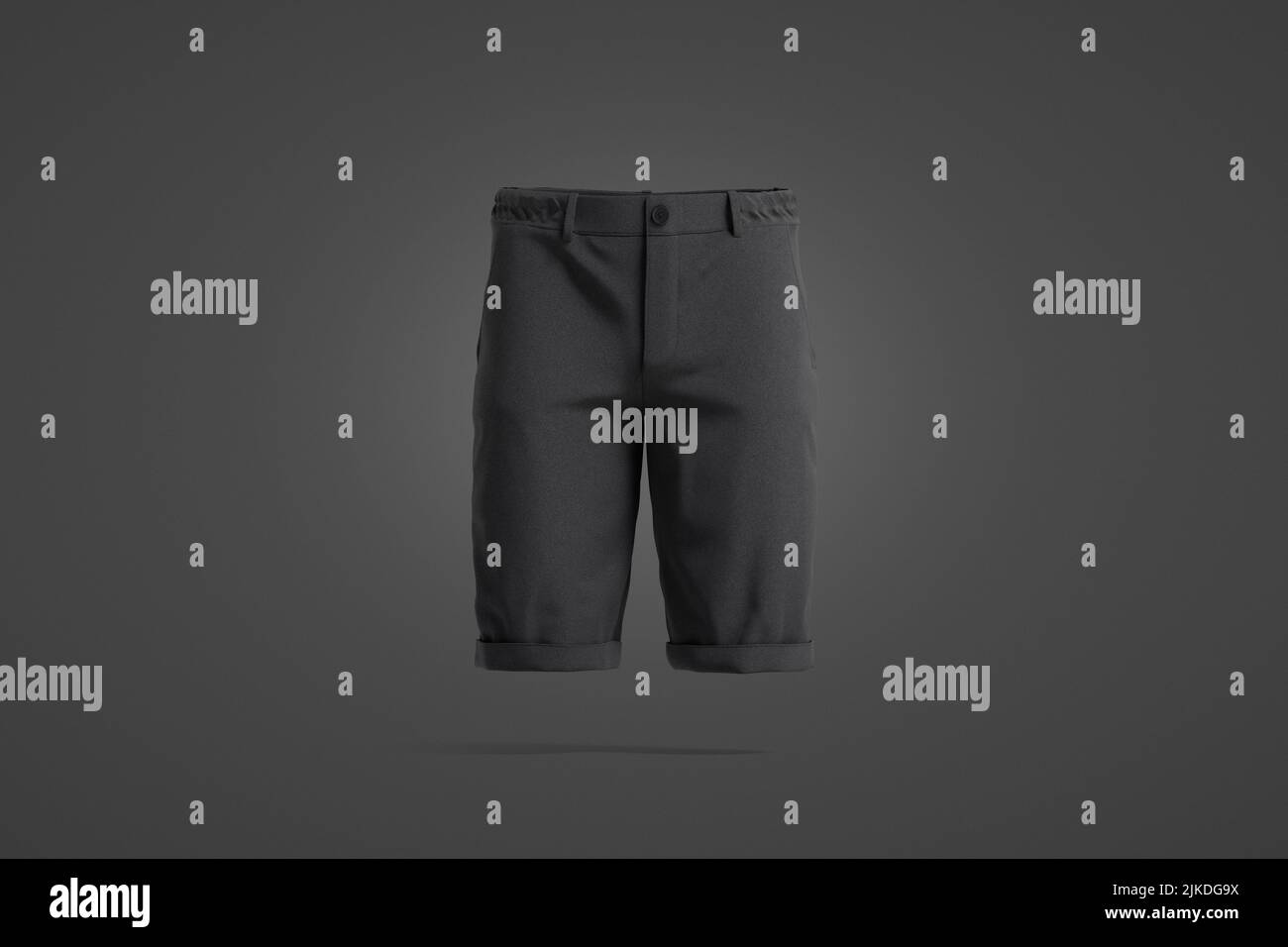 Blank black men shorts mockup, dark background Stock Photo