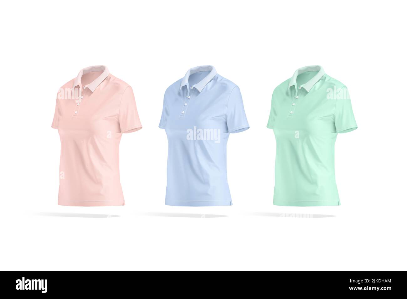 Blank colored women polo shirt mockup, side view Stock Photo