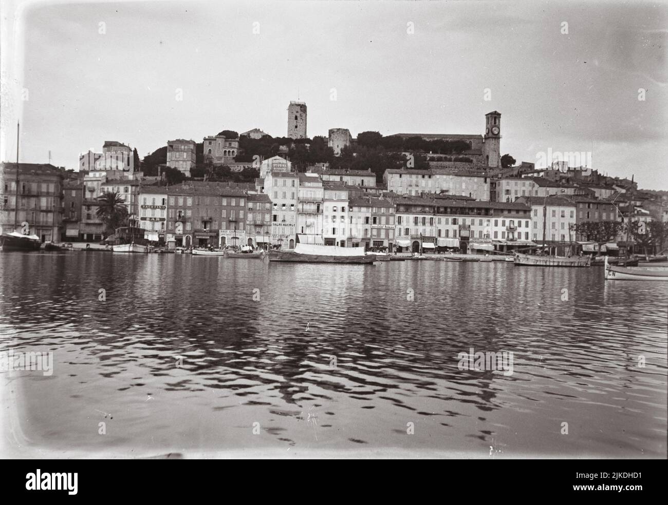 view of the old port of Cannes from the sea in the early 1900s Stock Photo