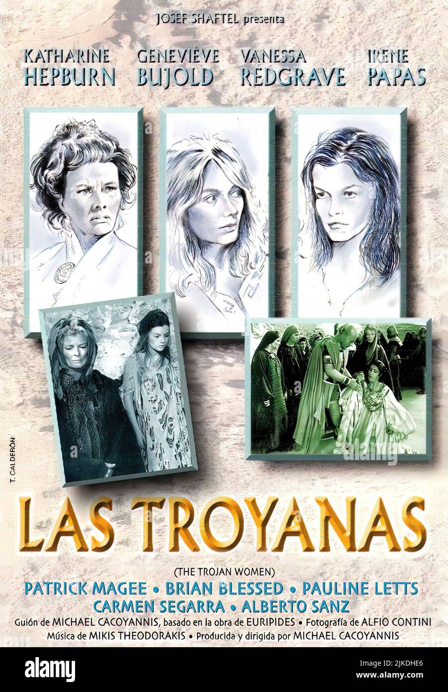 Based on one of Euripides' plays and starring a quartet of stars including Katharine Hepburn, Vanessa Redgrave, Geneviève Bujold and Irene Papas. The Stock Photo