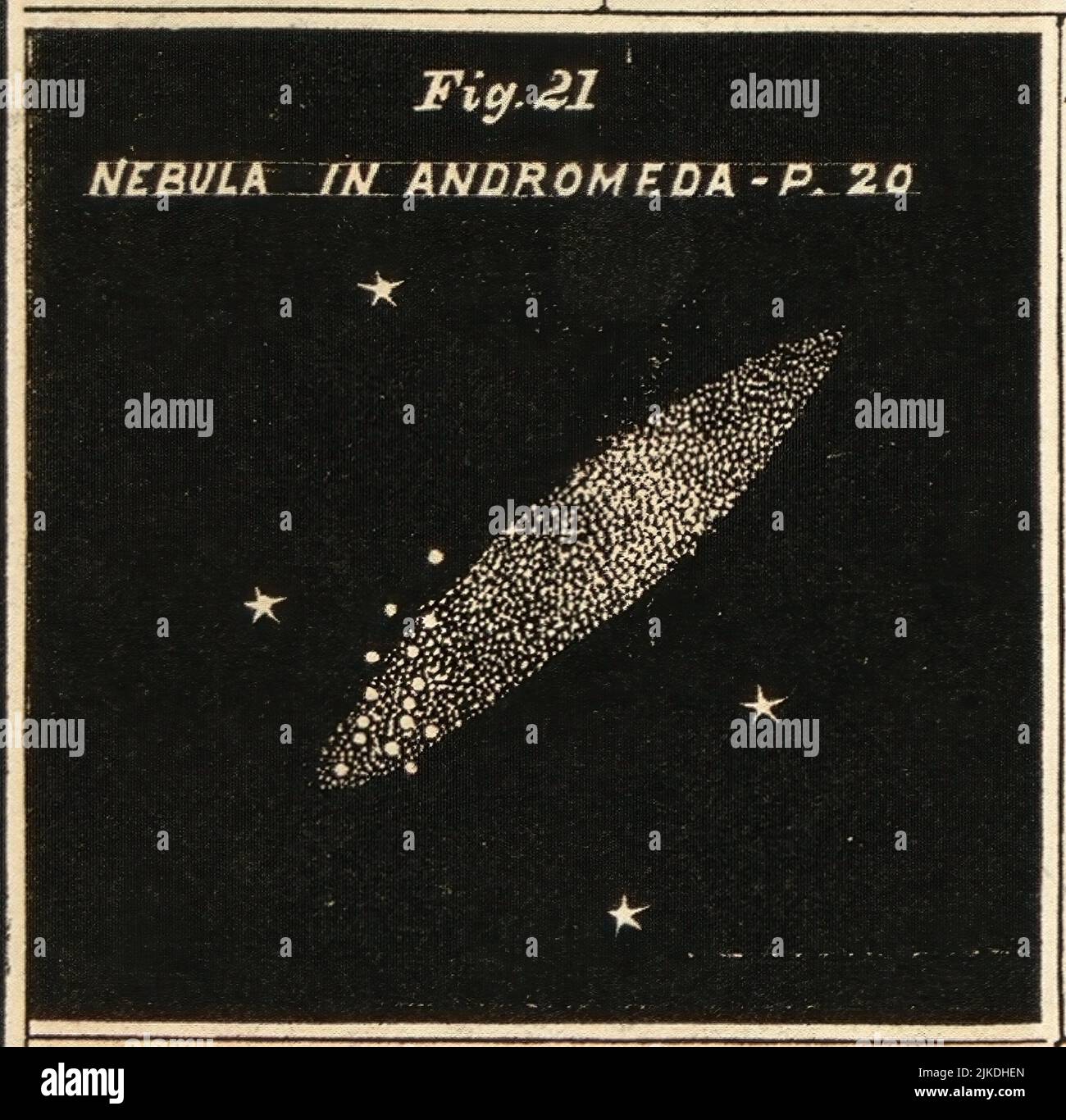 Nebula in Andromeda - Atlas designed to illustrate Burritt's Geography of the heavens - Burritt, Elijah H. Double stars and clusters. Clusters, Stock Photo