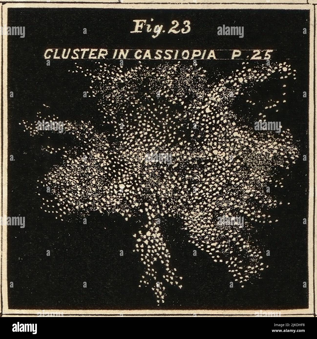 Cluster in Cassiopia - Atlas designed to illustrate Burritt's Geography of the heavens - Burritt, Elijah H. Double stars and clusters. Clusters, Stock Photo