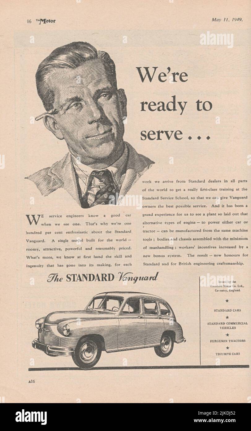 The Standard Vanguard classic car old vintage advertisement from a UK