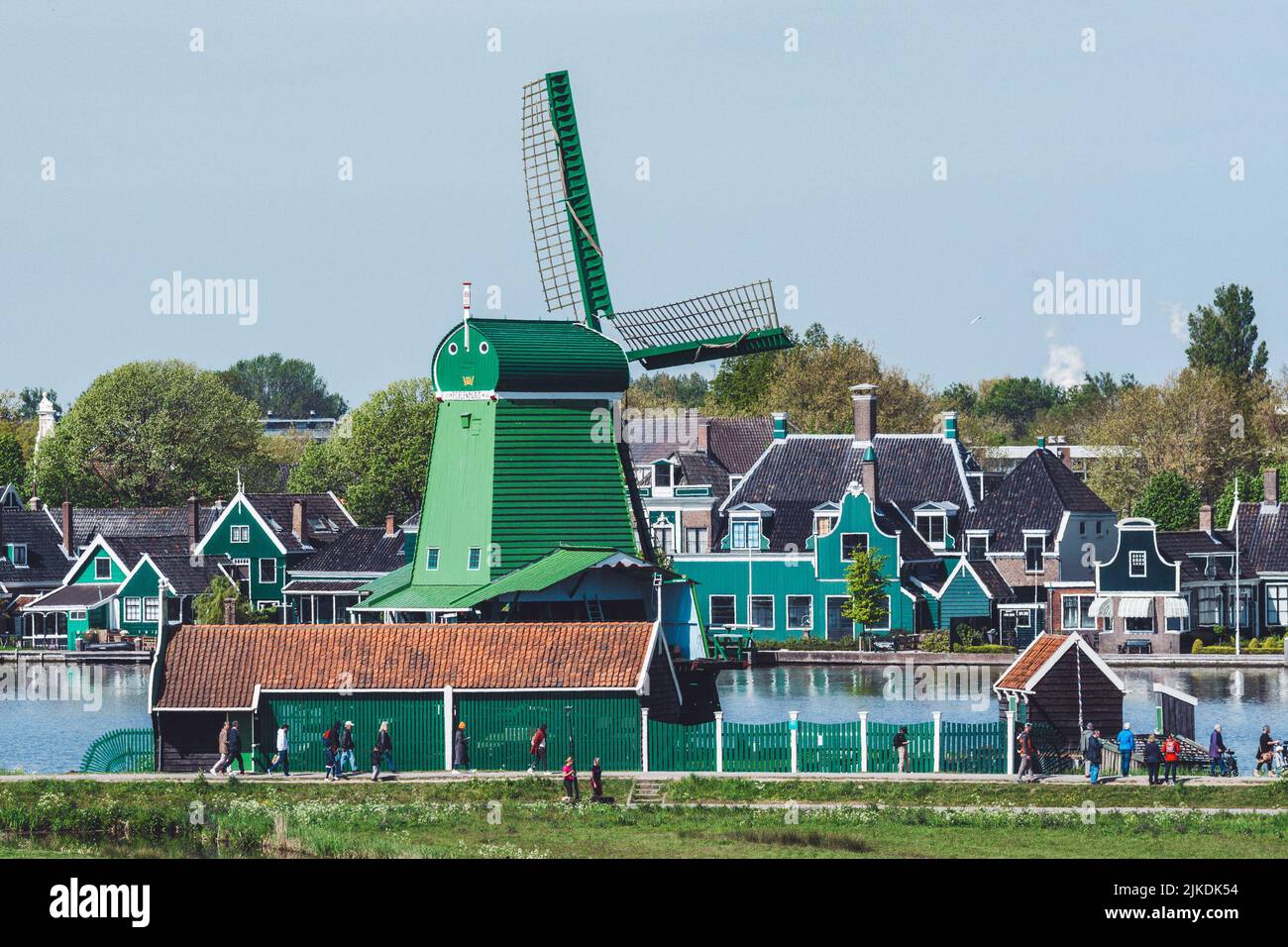 Zaanse Schans, Netherlands - May 4, 2022: Traditional old windmills in ...