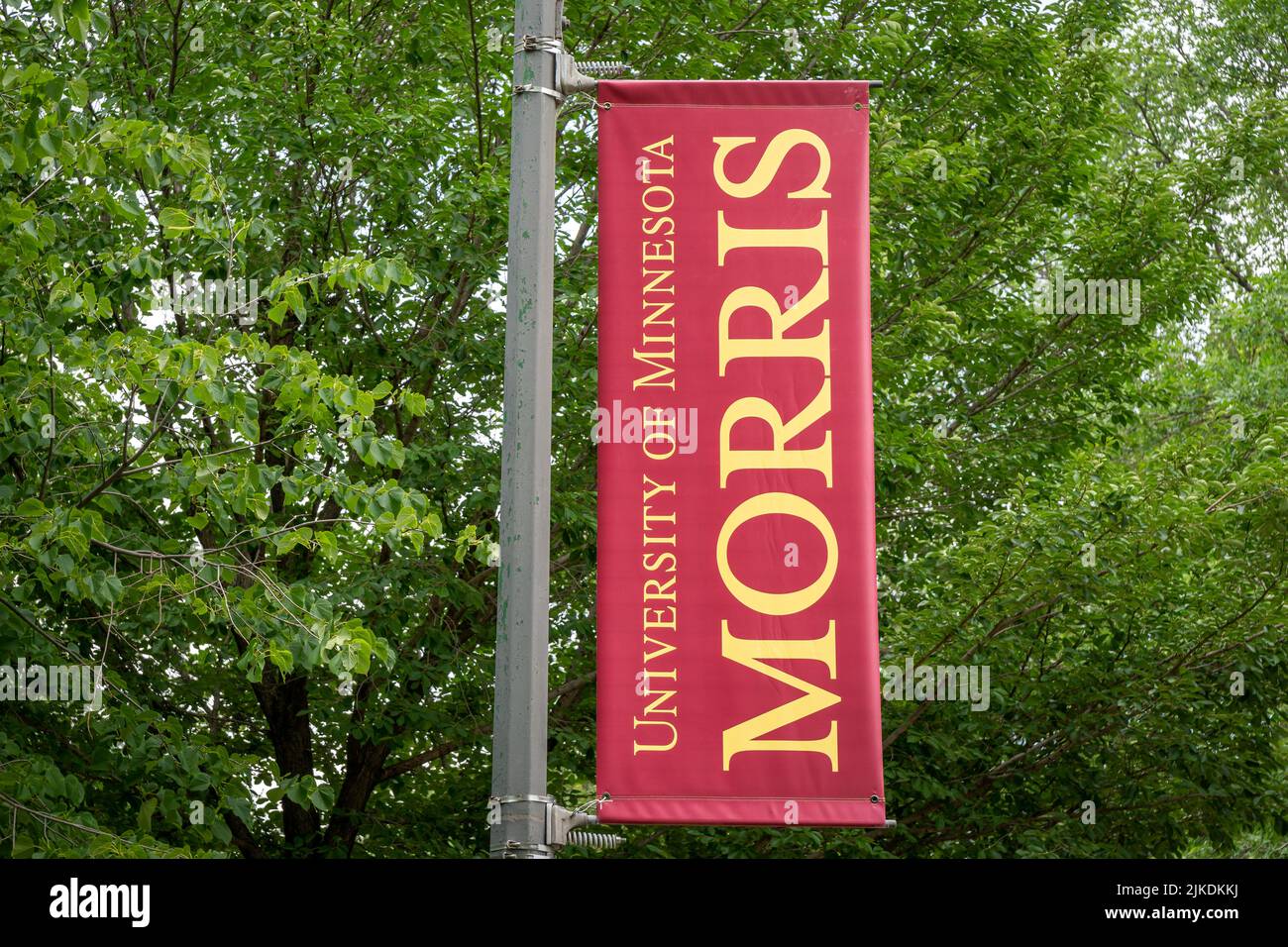 MORRIS, MN, USA - JULY 9, 2022: Campus banner and logo at the University of Minnesota Morris. Stock Photo