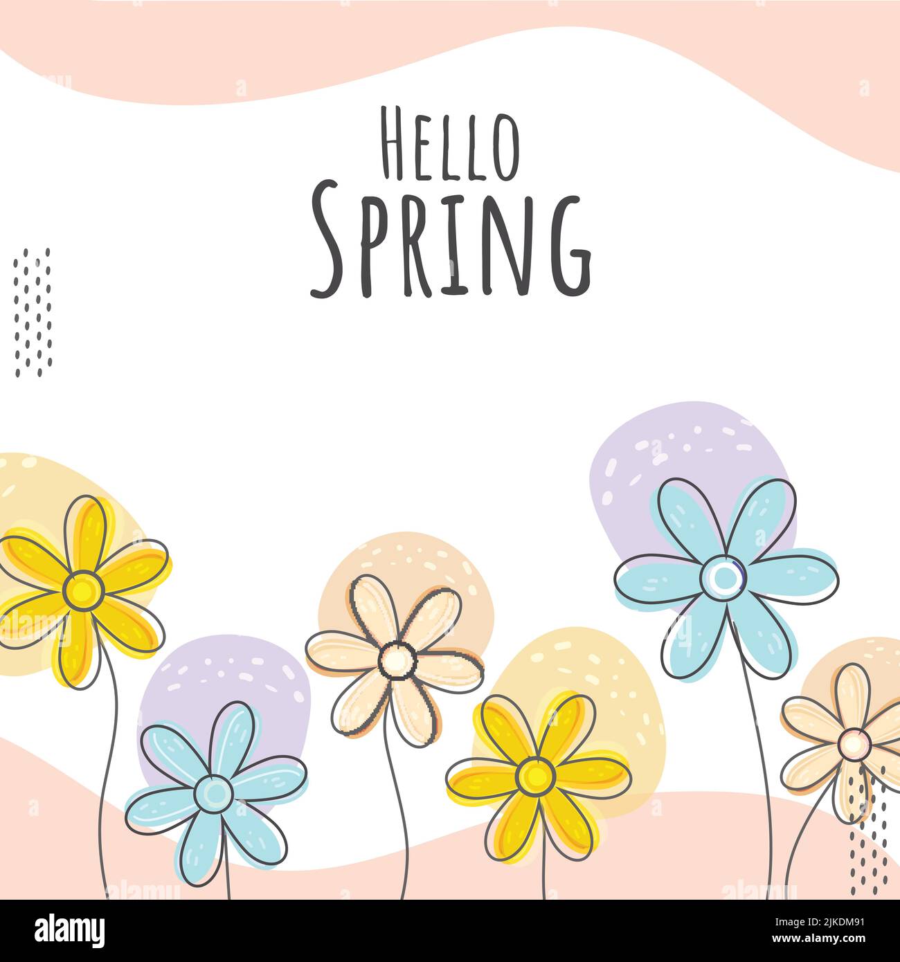 Hello Spring Poster Design With Pastel Flowers On Pink And White ...