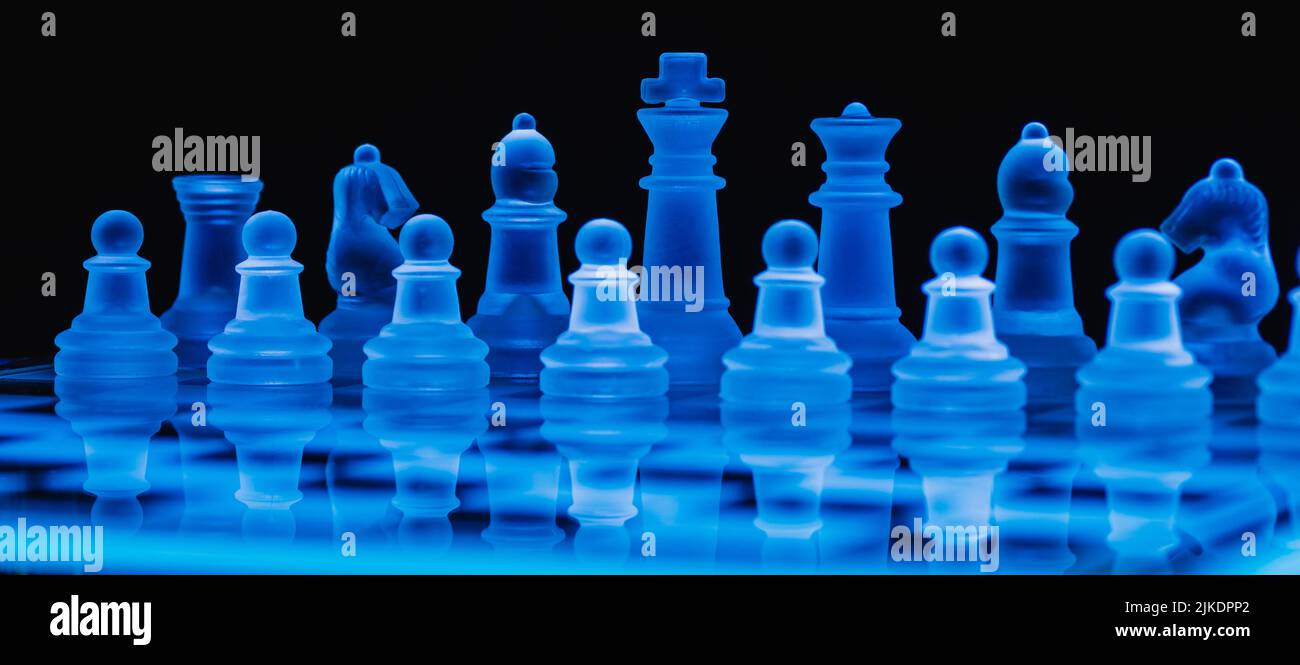 Glass chess, on the black background. Stock images. Close-up view Stock  Photo - Alamy