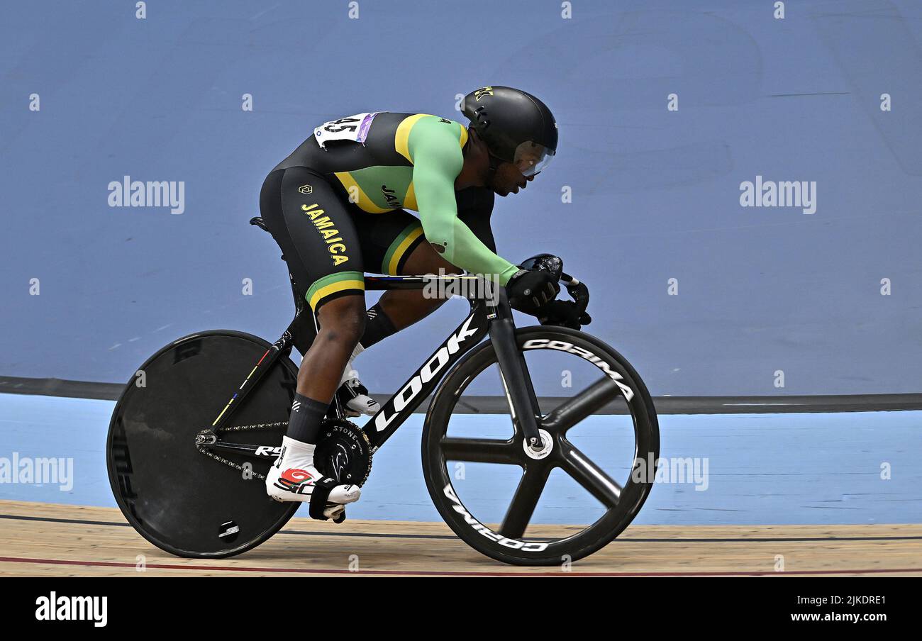 Stratford, United Kingdom. 01st Aug, 2022. Commonwealth Games Track Cycling. Olympic Velodrome. Stratford. Daniel Palmer (JAM) during the Mens 1000m Time Trial. Credit: Sport In Pictures/Alamy Live News Stock Photo