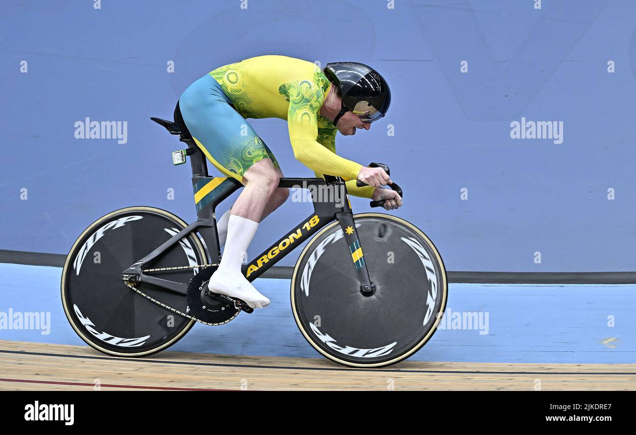 Stratford, United Kingdom. 01st Aug, 2022. Commonwealth Games Track Cycling. Olympic Velodrome. Stratford. Thomas Cornish (AUS) during the Mens 1000m Time Trial. Credit: Sport In Pictures/Alamy Live News Stock Photo