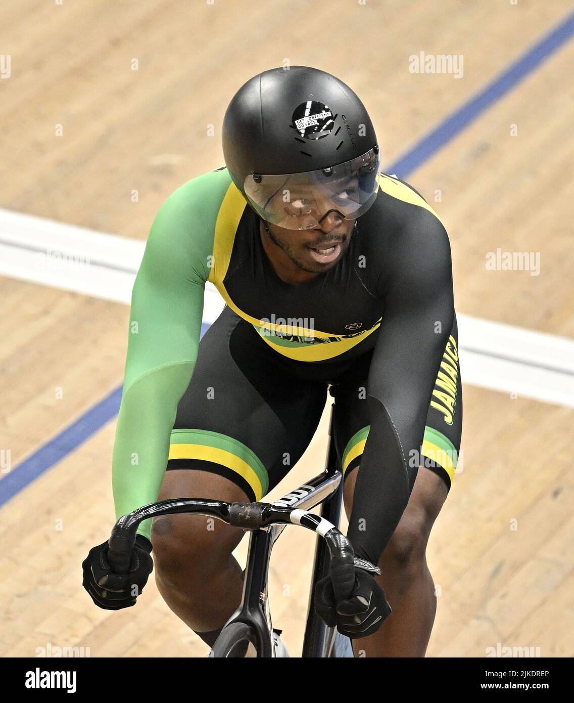 Stratford, United Kingdom. 01st Aug, 2022. Commonwealth Games Track Cycling. Olympic Velodrome. Stratford. Daniel Palmer (JAM) during the Mens 1000m Time Trial. Credit: Sport In Pictures/Alamy Live News Stock Photo