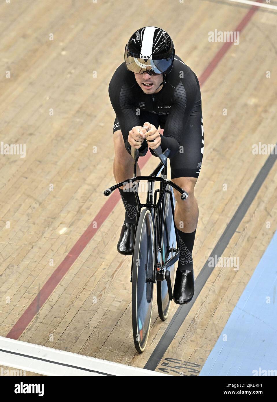 Stratford, United Kingdom. 01st Aug, 2022. Commonwealth Games Track Cycling. Olympic Velodrome. Stratford. Nicholas Kergozou De La Boessiere (NZL) during the Mens 1000m Time Trial. Credit: Sport In Pictures/Alamy Live News Stock Photo