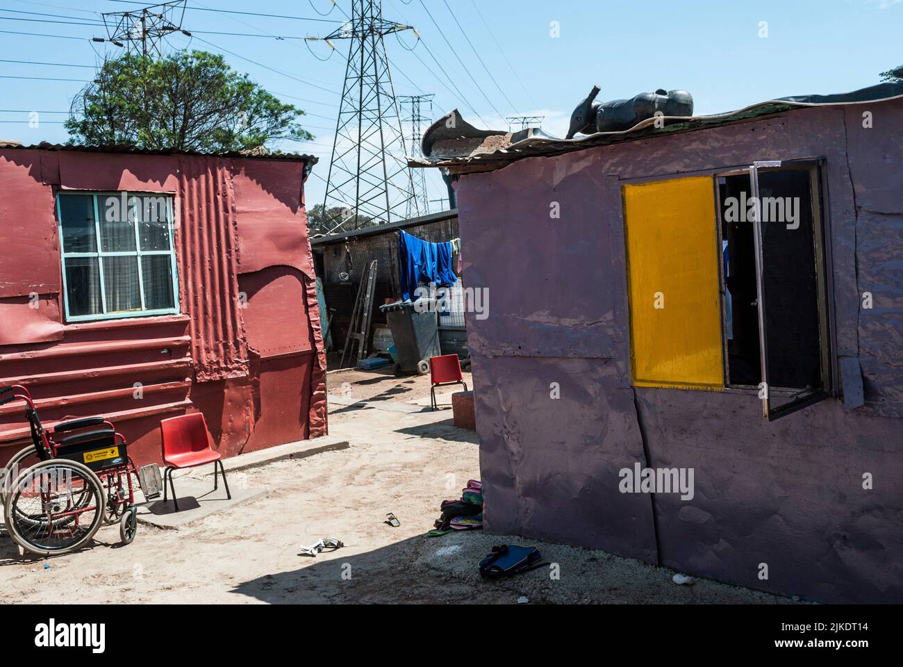 Housing in informal settlement. Orlando West (Soweto), township of Johannesburg, South Africa, Africa. Stock Photo