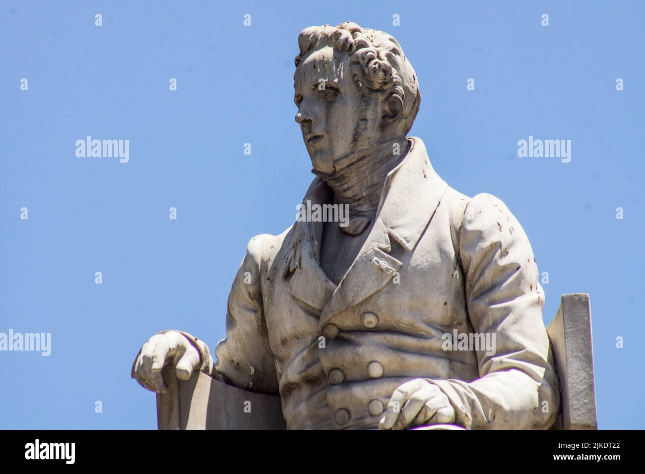Statue of Bellini. Monument to Vincenzo Bellini (Monumento a Vincenzo Bellini). Piazza Stesicoro. Metropolitan City of Catania, Sicily, Italy. Stock Photo