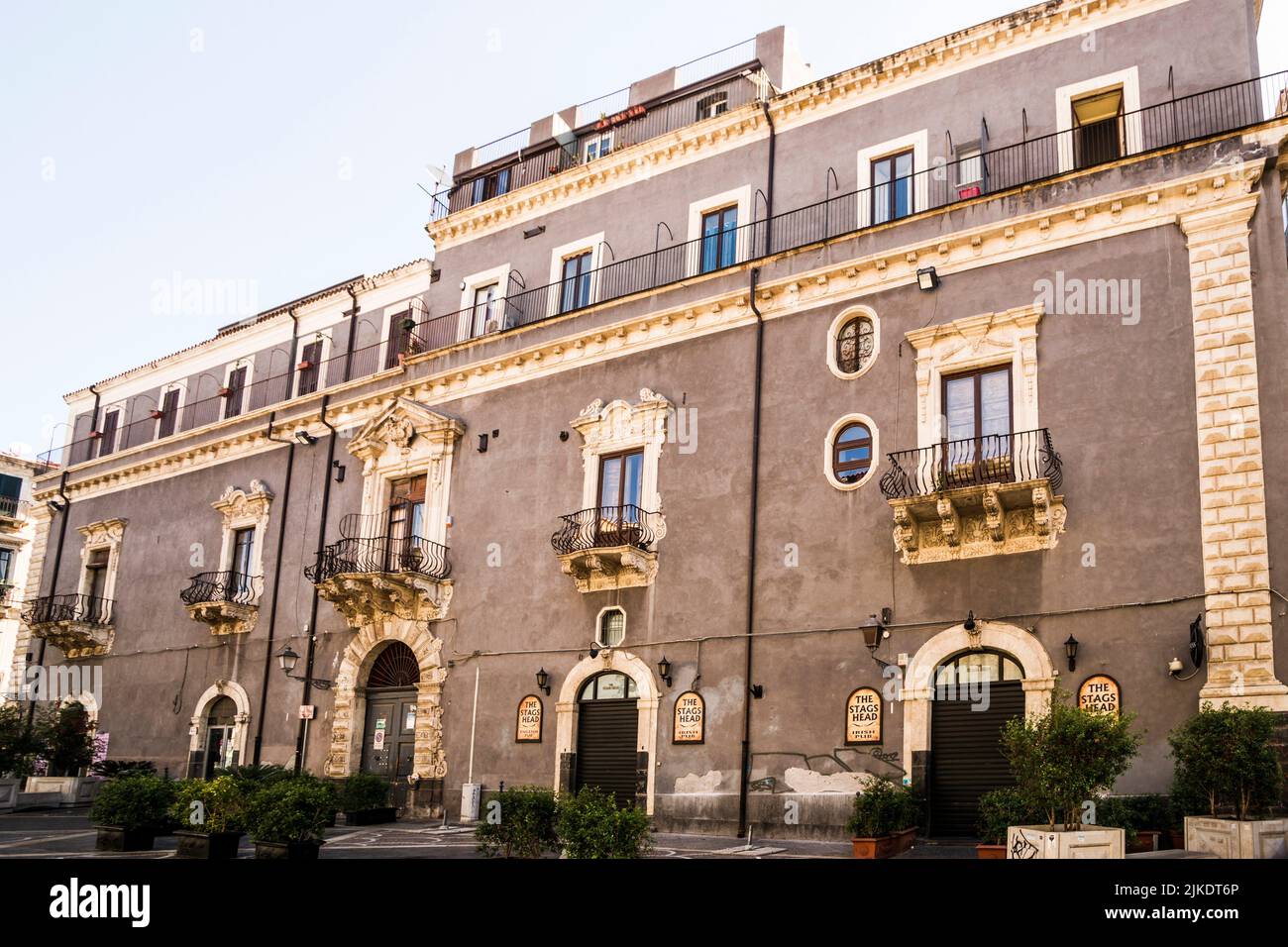 Architecture, Via Michele Rapisardi. Metropolitan City of Catania, Sicily, Italy. Stock Photo