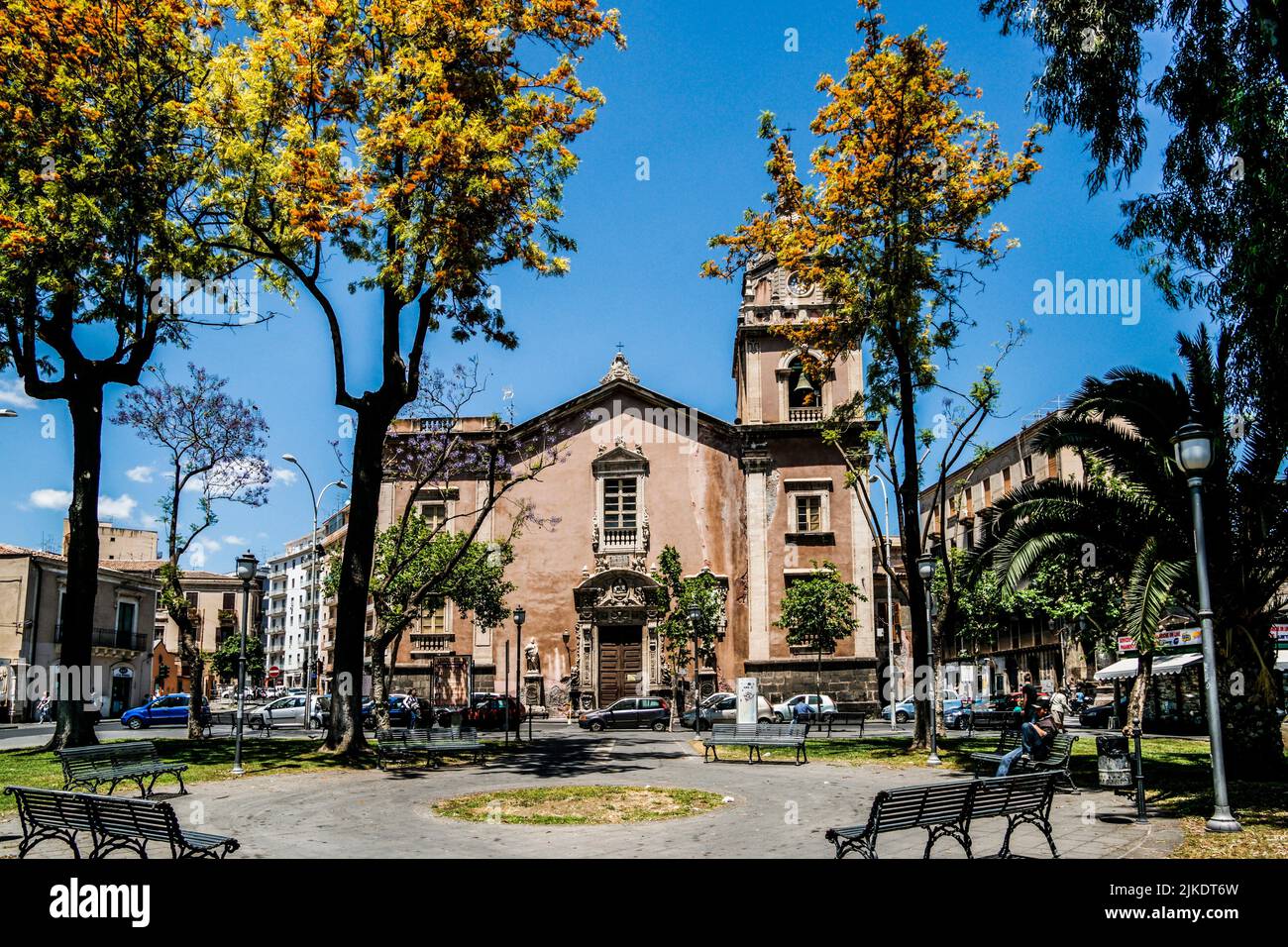Church of Saint Agatha at the Borgo District (Sant'Agata al Borgo), Piazza Cavour, Via Etnea. Catania, Sicily, Italy. Stock Photo