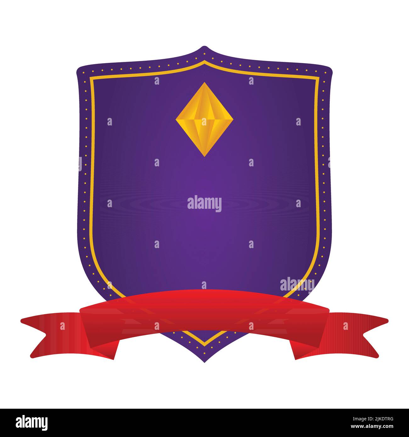 Purple Blank Rhombus Shield Frame With Red Ribbon On White Background ...